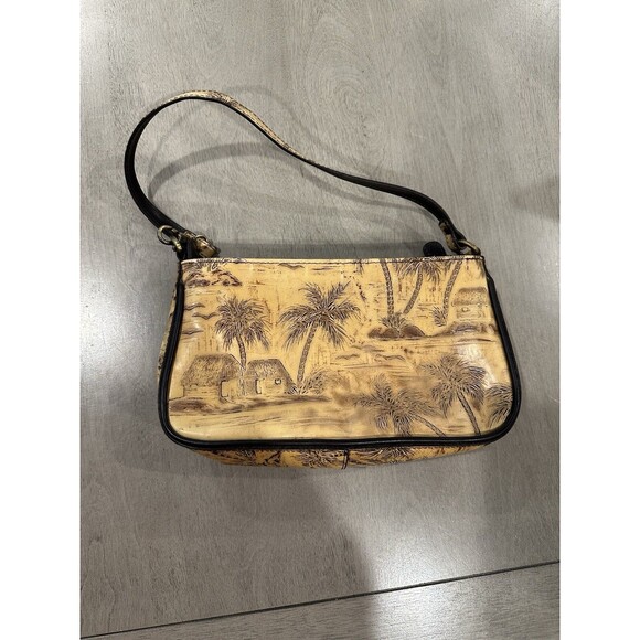 Caribbean Joe Purse Tahitian & Palm Tree Textured Design on Pleather. Vtg Look - Picture 1 of 7